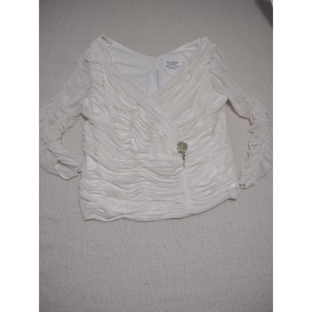 Vintage JR Nites Ruched Blouse 2X Angelcore Art‎ Deco Mesh Glam Glam Elegant